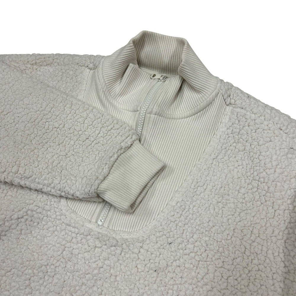 Aerie Dream Sherpa Women's‎ XS 1/4 Zip Pullover Fleece Sweater White Ivory